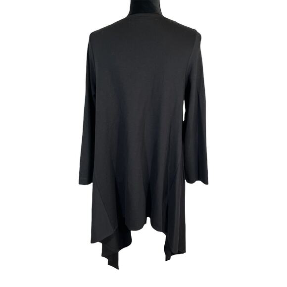 Bryn Walker Lagenlook Black Tunic Blouse Asymmetrical Hem Long Sleeve Size Small - Picture 3 of 7